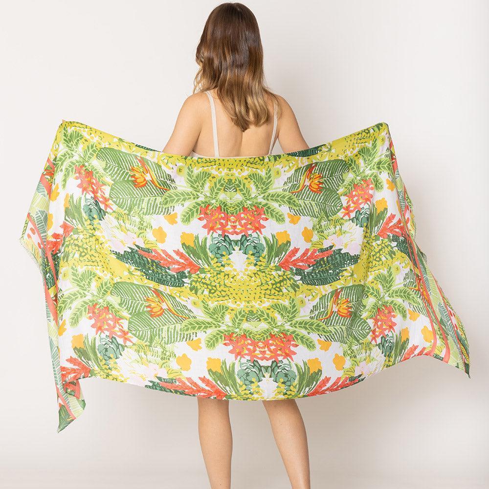 Green Floral Print Scarf - Jewelry Store by Erik Rayo