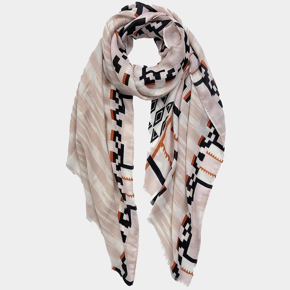Beige Aztec Print Scarf - Jewelry Store by Erik Rayo