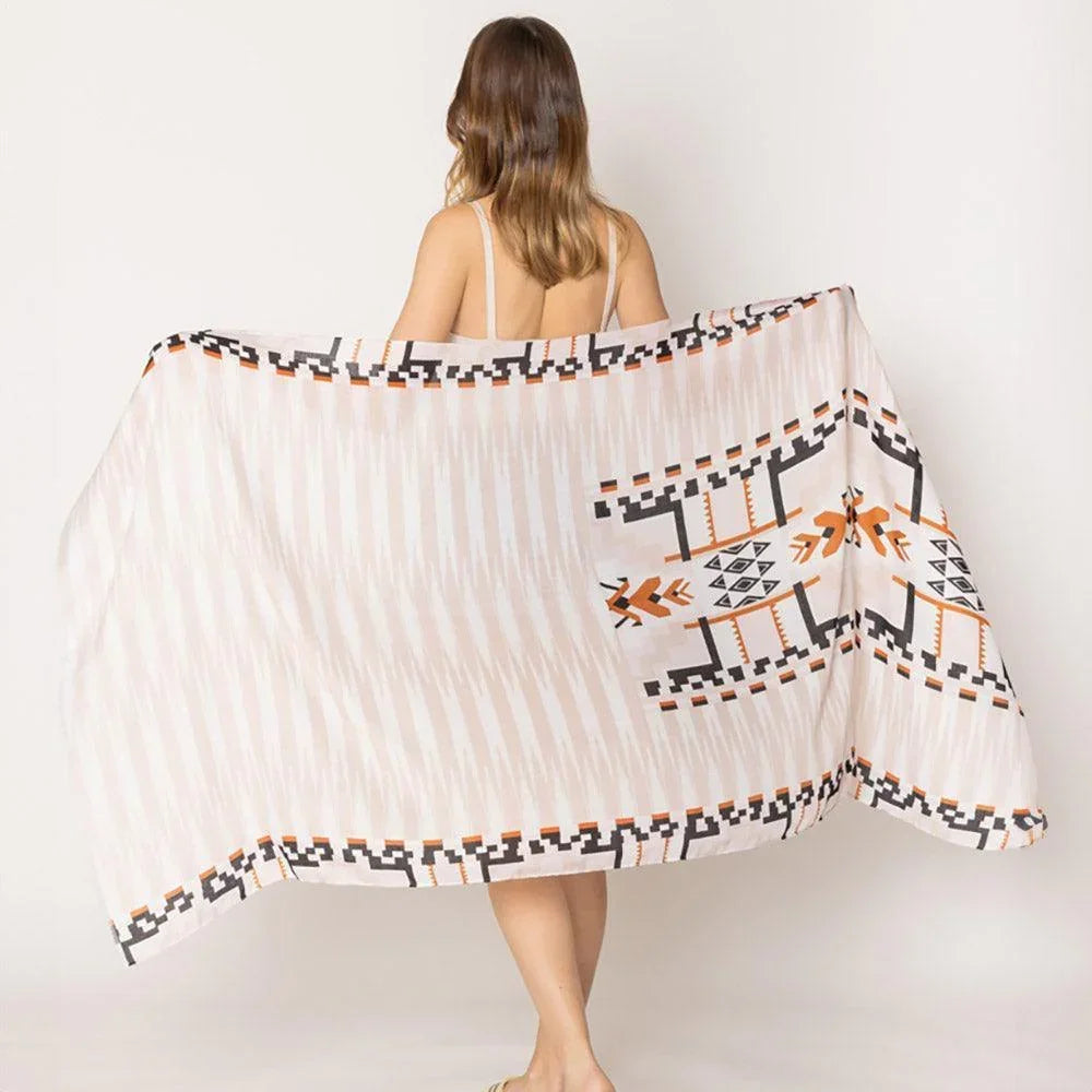 Beige Aztec Print Scarf - Jewelry Store by Erik Rayo