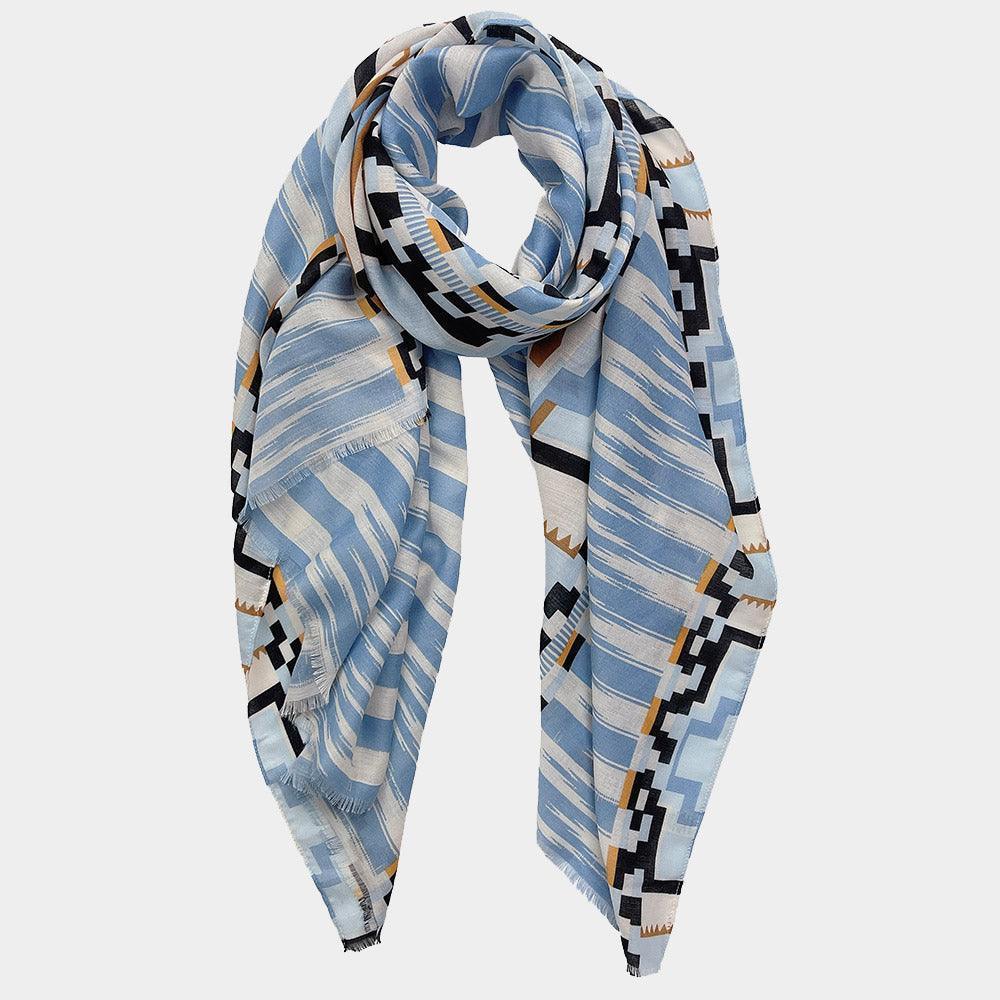 Blue Aztec Print Scarf - Jewelry Store by Erik Rayo