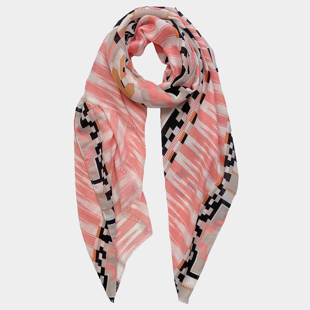 Peach Aztec Print Scarf - Jewelry Store by Erik Rayo