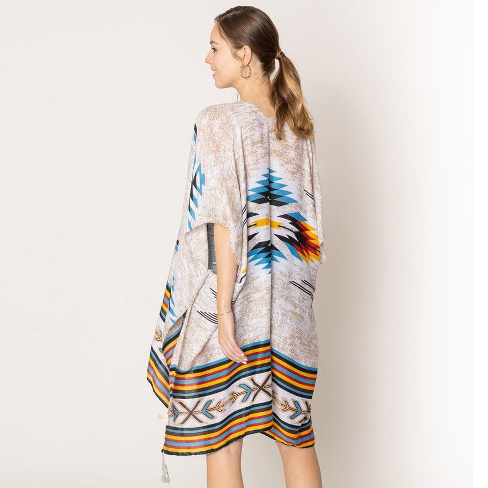 Gray Aztec Print Kimono Poncho - Jewelry Store by Erik Rayo