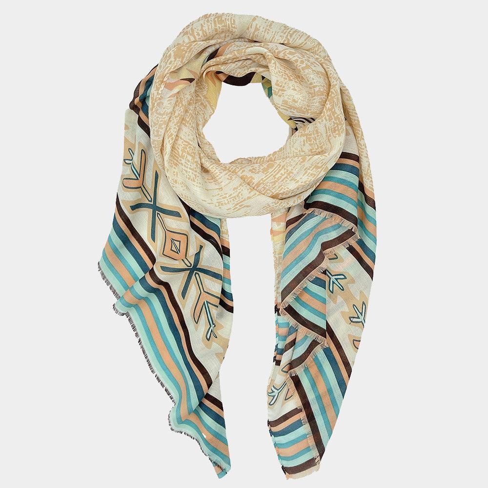 Beige Aztec Print Scarf - Jewelry Store by Erik Rayo