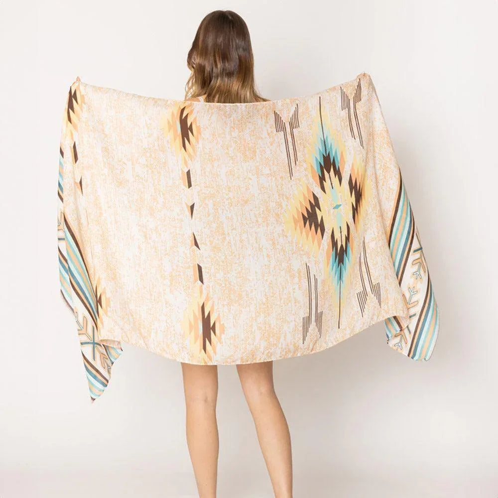 Beige Aztec Print Scarf - Jewelry Store by Erik Rayo
