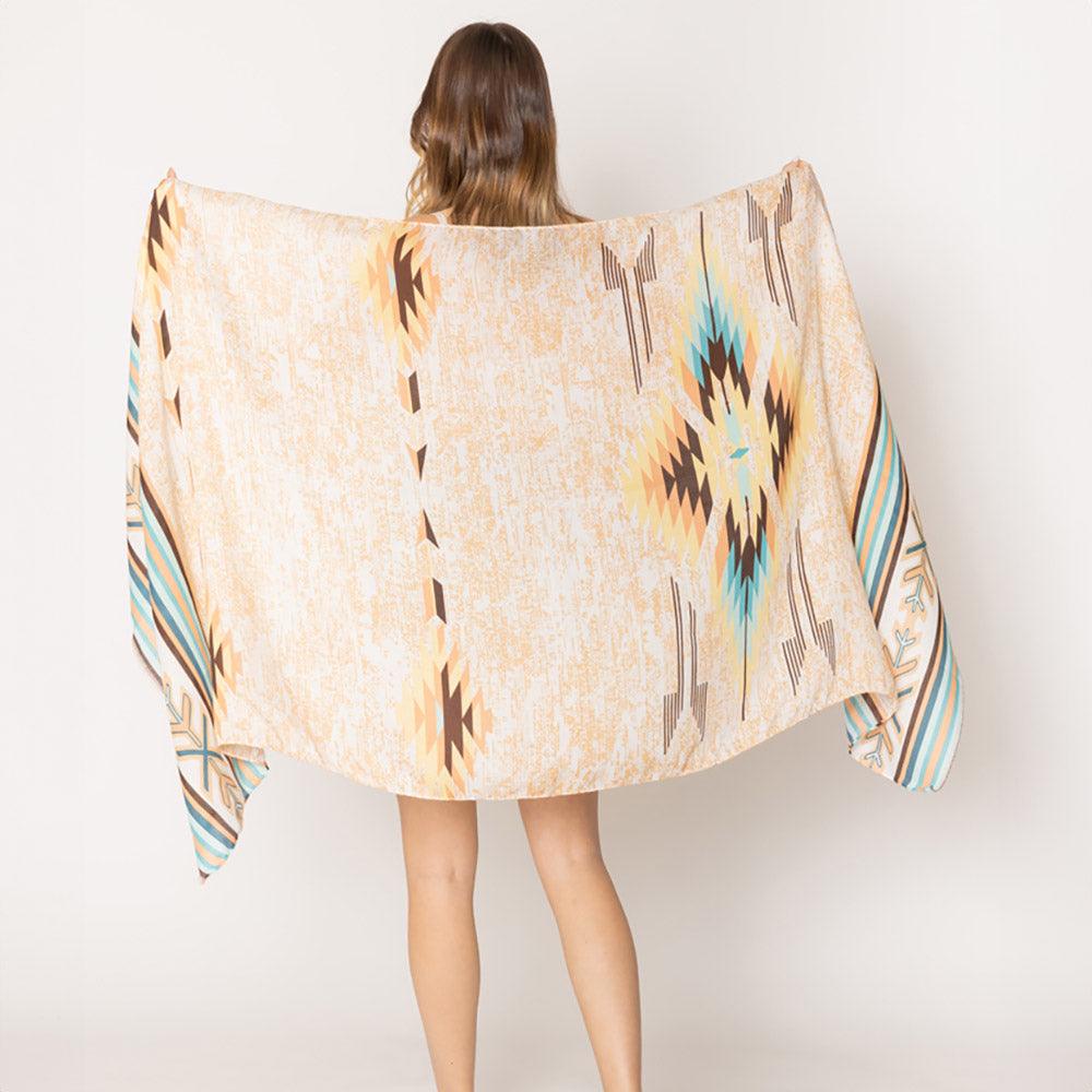 Beige Aztec Print Scarf