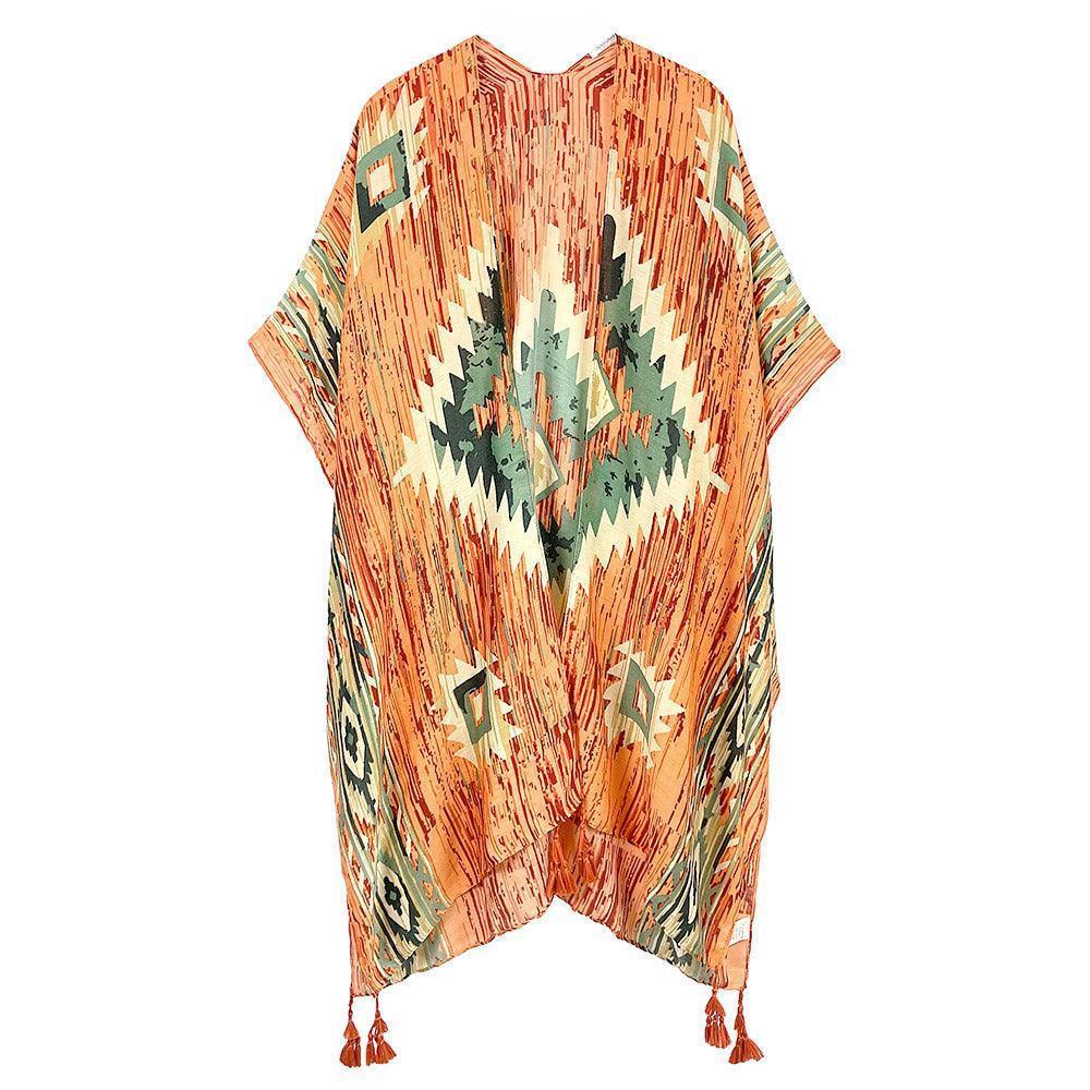 Red Aztec Print Kimono Poncho - Jewelry Store by Erik Rayo