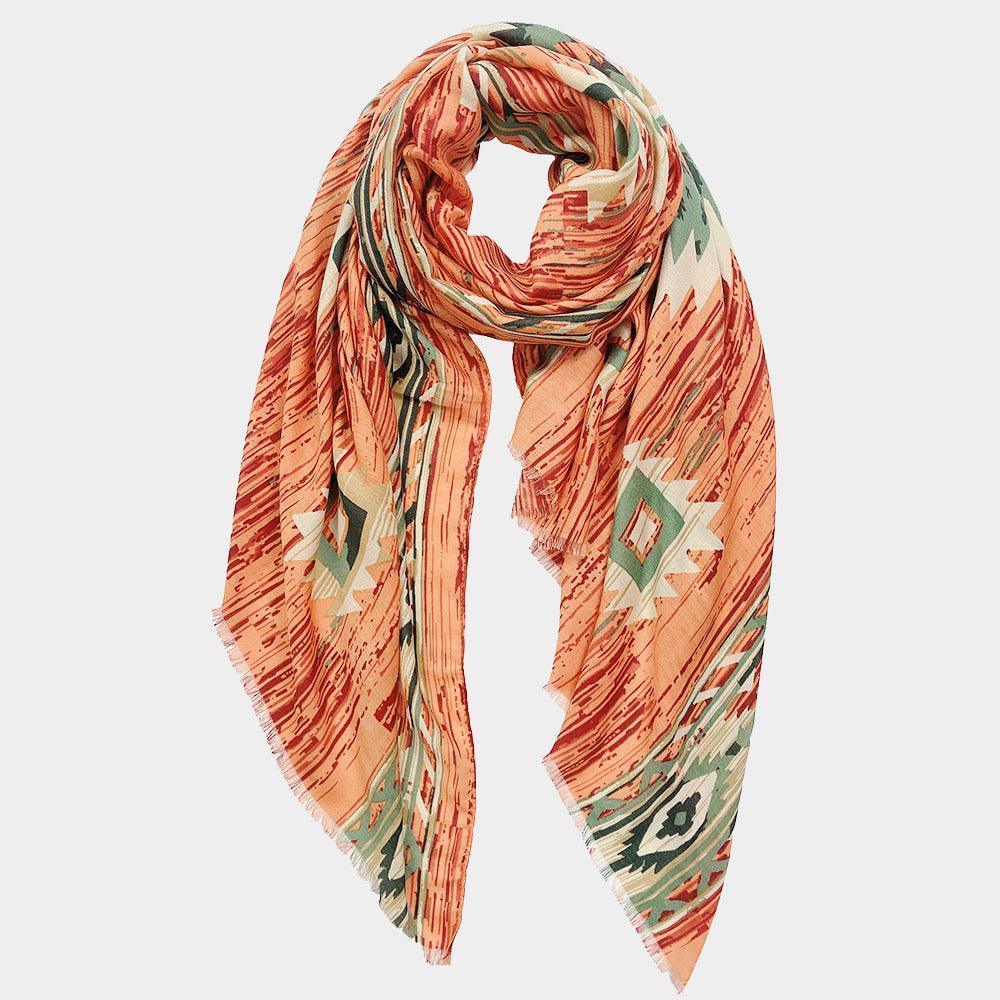 Red Aztec Print Scarf - Jewelry Store by Erik Rayo