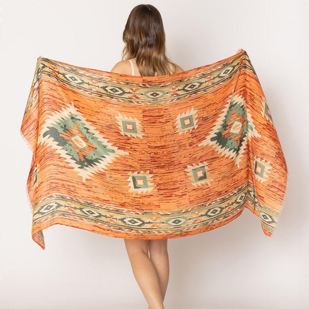 Red Aztec Print Scarf - Jewelry Store by Erik Rayo