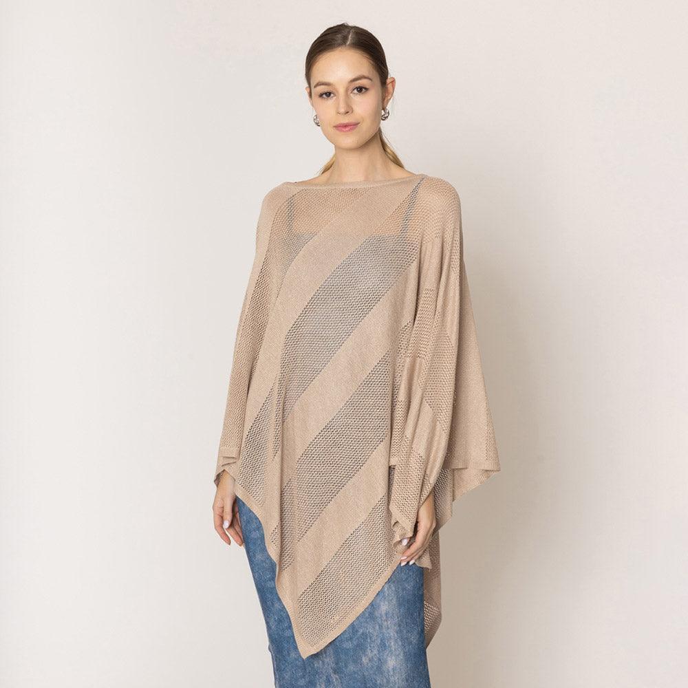 Taupe Lurex Mesh Poncho - Jewelry Store by Erik Rayo