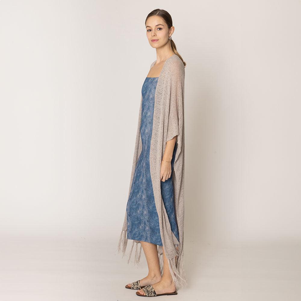Gray Knit Fringe Kimono Poncho - Jewelry Store by Erik Rayo