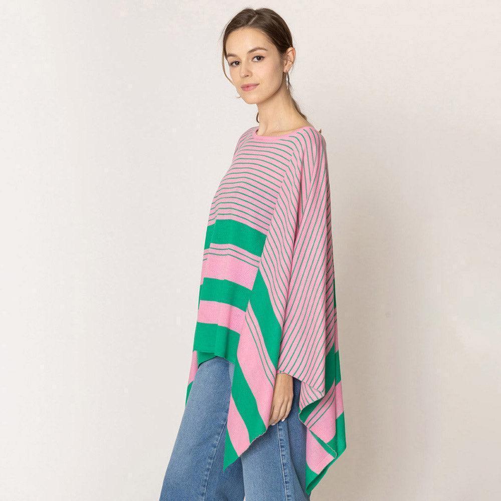 Pink Two Tone Stripe Poncho - Jewelry Store by Erik Rayo