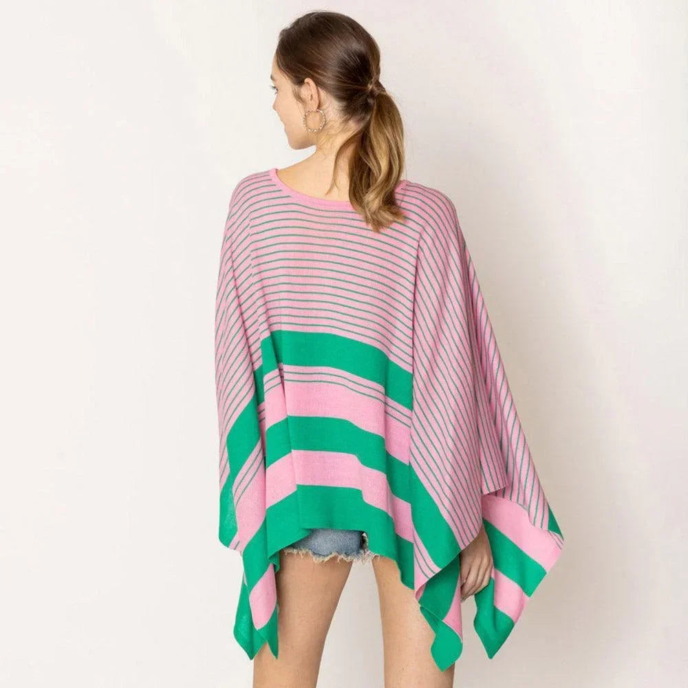 Pink Two Tone Stripe Poncho - Jewelry Store by Erik Rayo