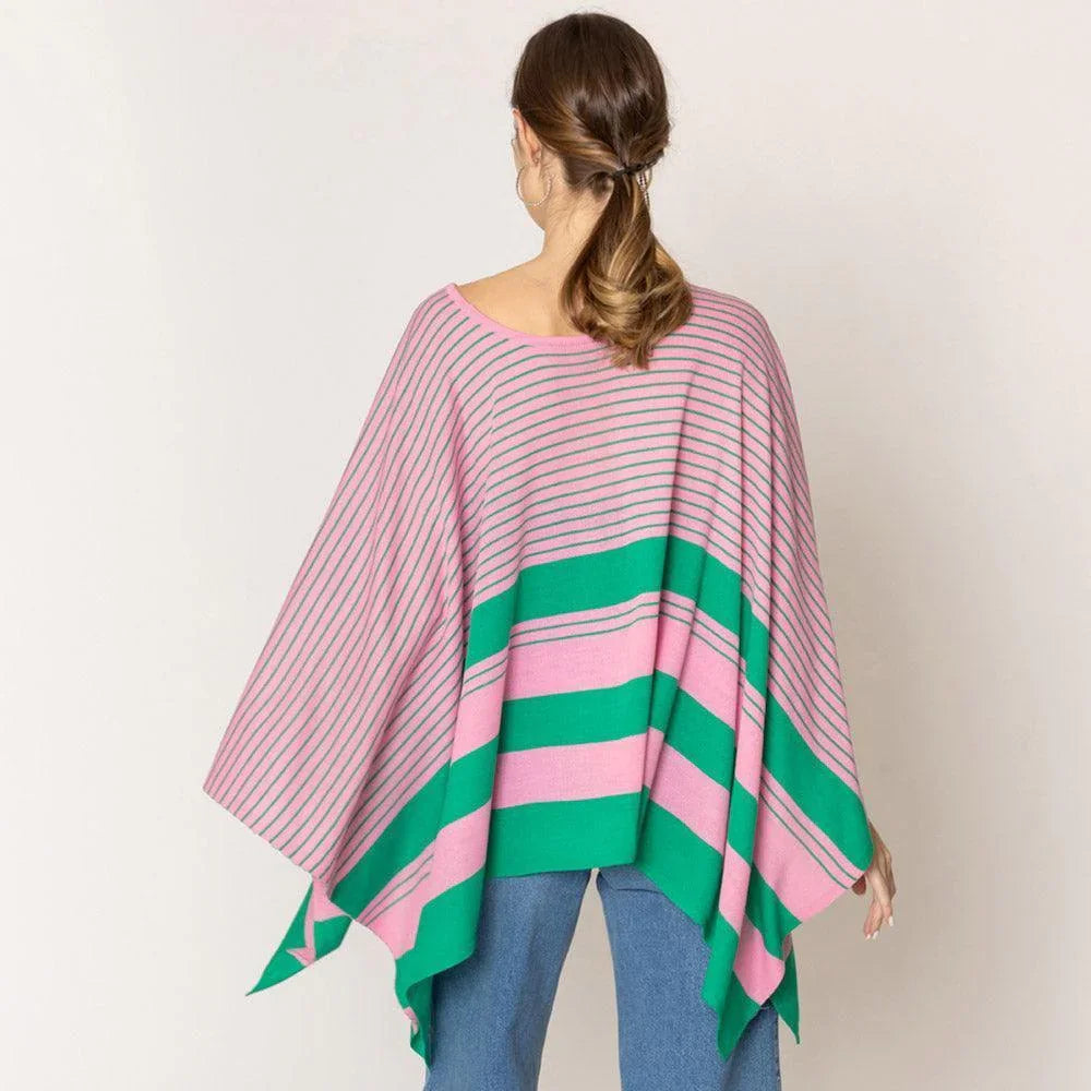 Pink Two Tone Stripe Poncho - Jewelry Store by Erik Rayo