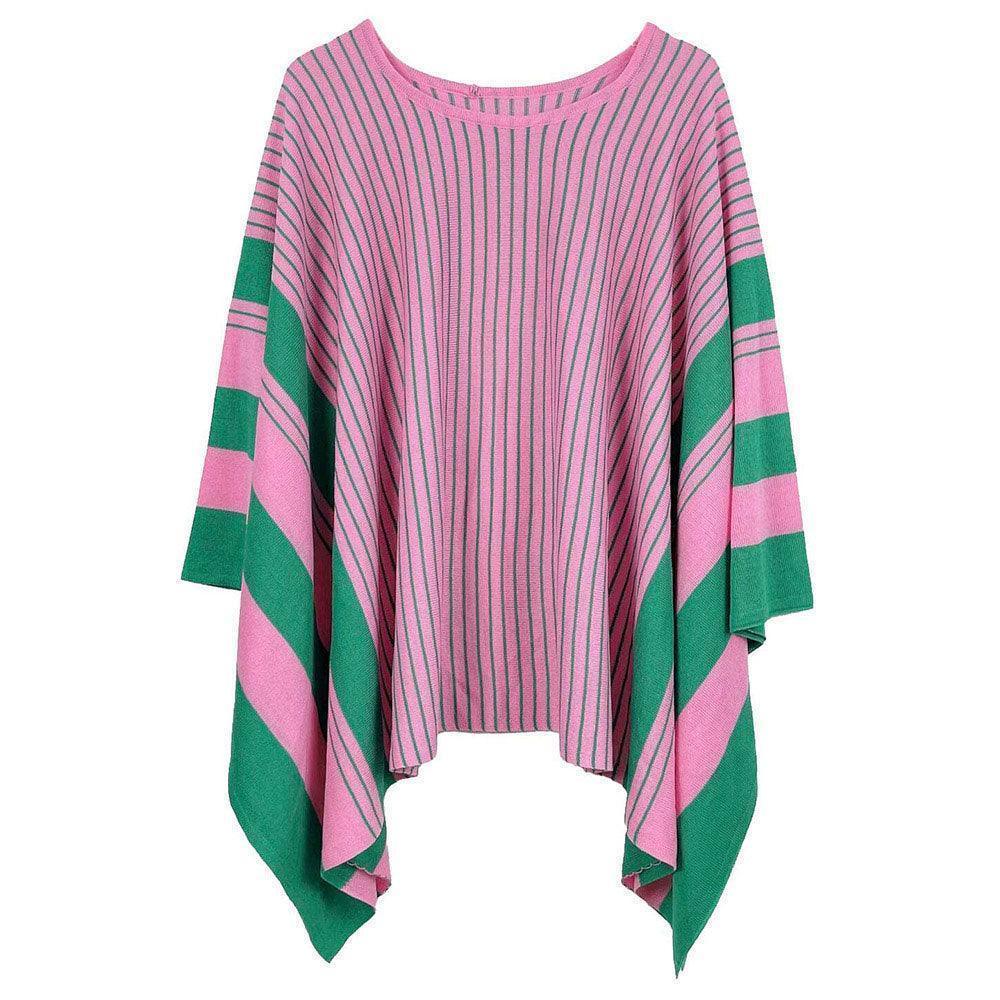 Pink Two Tone Stripe Poncho - Jewelry Store by Erik Rayo