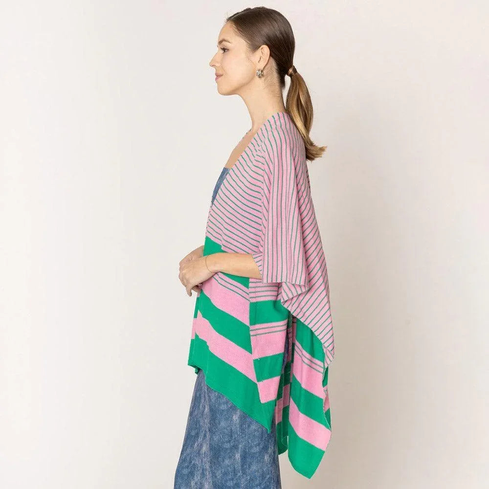 Pink Two Tone Stripe Ruana Poncho - Jewelry Store by Erik Rayo