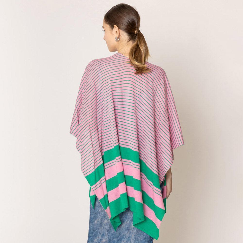 Pink Two Tone Stripe Ruana Poncho - Jewelry Store by Erik Rayo