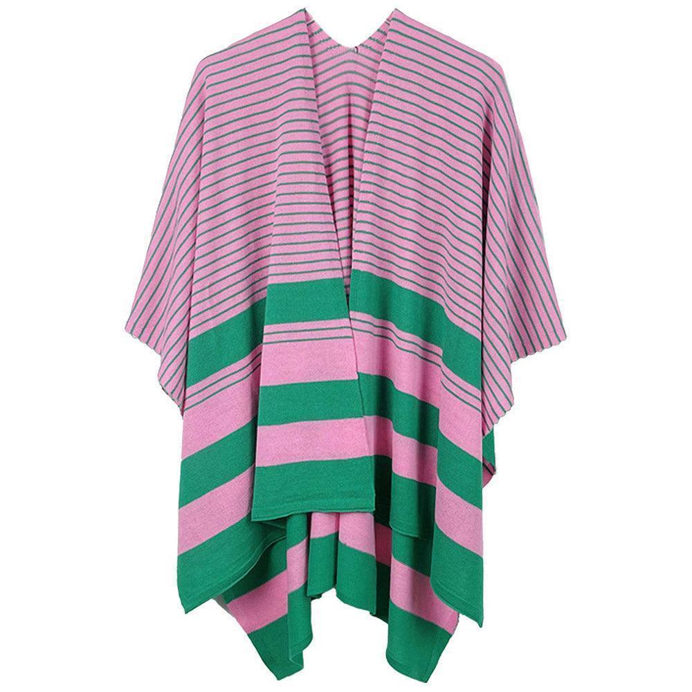 Pink Two Tone Stripe Ruana Poncho - Jewelry Store by Erik Rayo