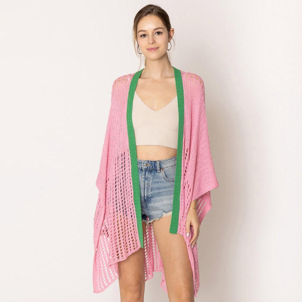 Pink Chest Blocked Crochet Ruana Poncho - Jewelry Store by Erik Rayo