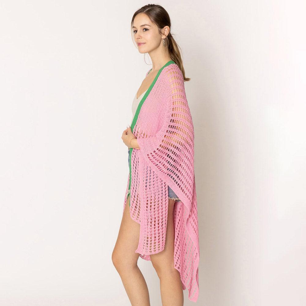 Pink Chest Blocked Crochet Ruana Poncho - Jewelry Store by Erik Rayo