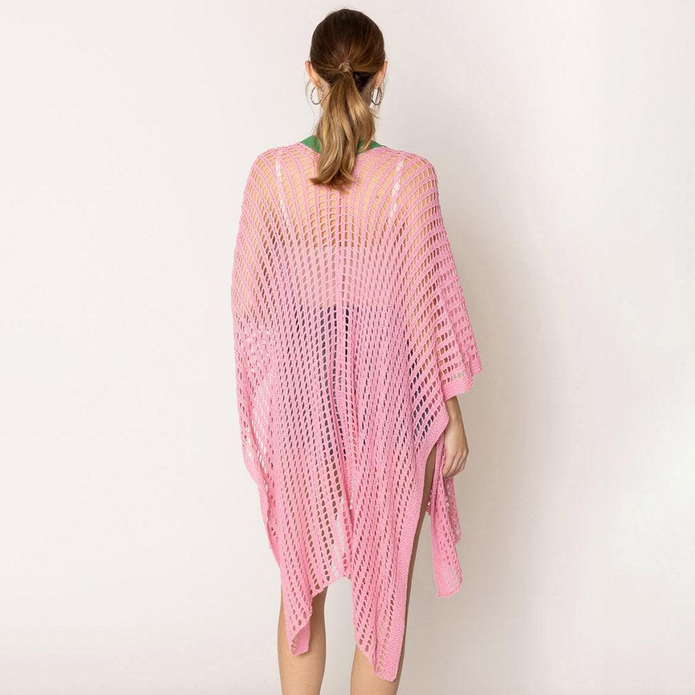 Pink Chest Blocked Crochet Ruana Poncho - Jewelry Store by Erik Rayo