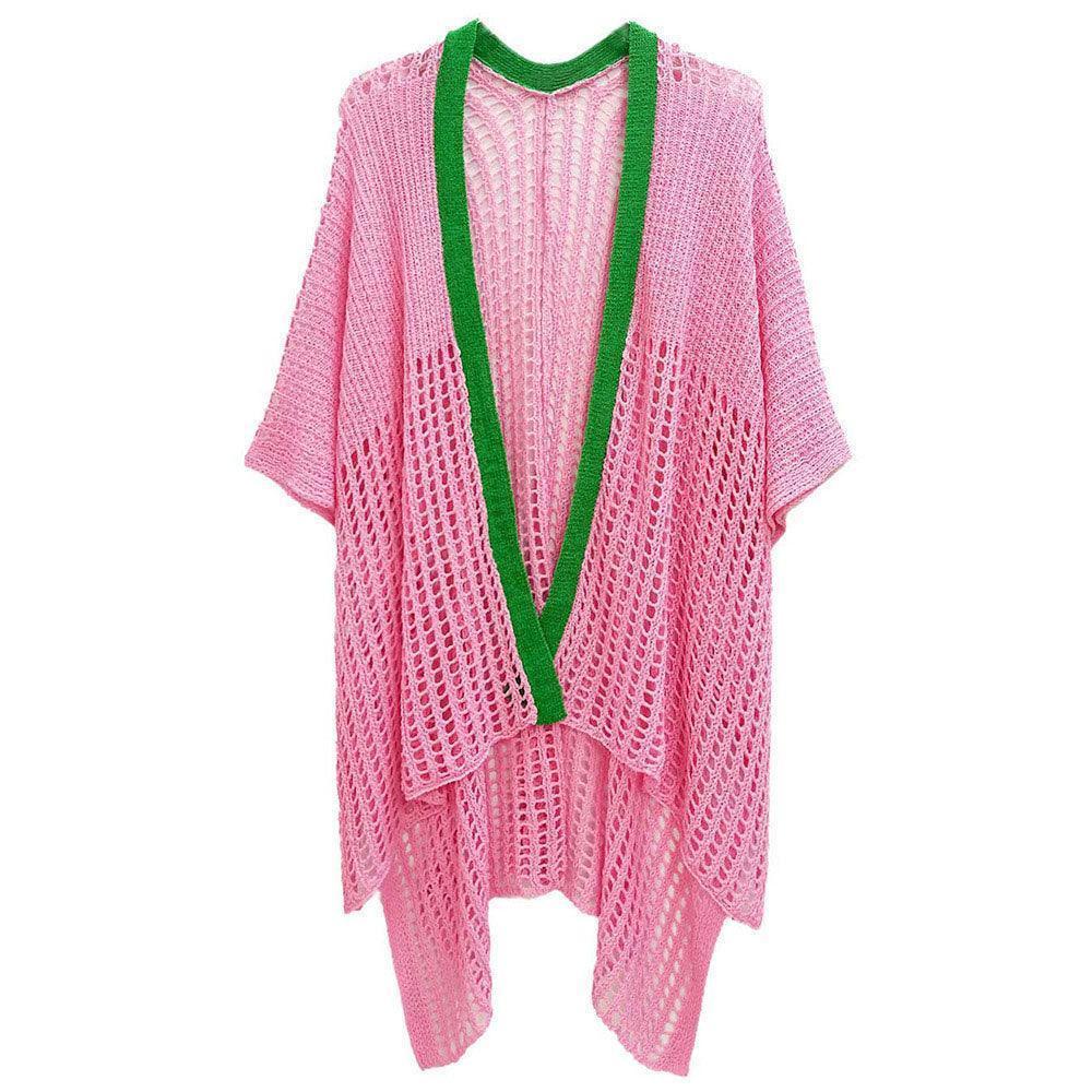 Pink Chest Blocked Crochet Ruana Poncho - Jewelry Store by Erik Rayo