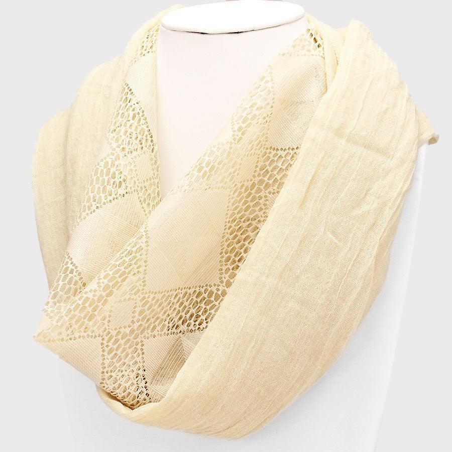 Beige Diamond Mesh Polyester Infinity Scarf - Jewelry Store by Erik Rayo
