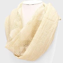 Load image into Gallery viewer, Beige Diamond Mesh Polyester Infinity Scarf
