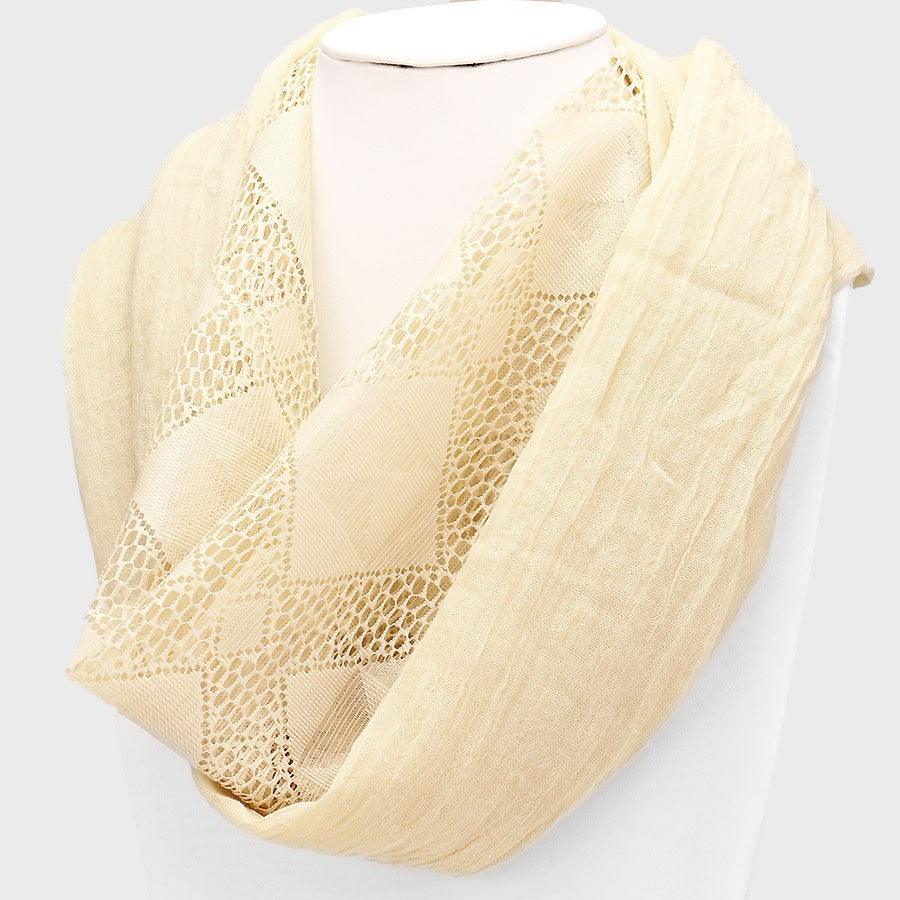 Beige Diamond Mesh Polyester Infinity Scarf