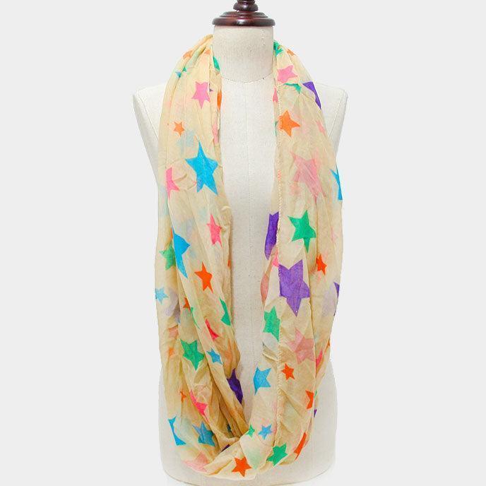 Neon Star Print Infinity Scarf - Jewelry Store by Erik Rayo