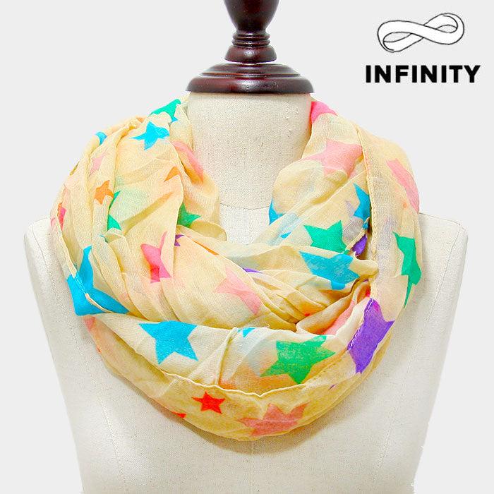 Neon Star Print Infinity Scarf