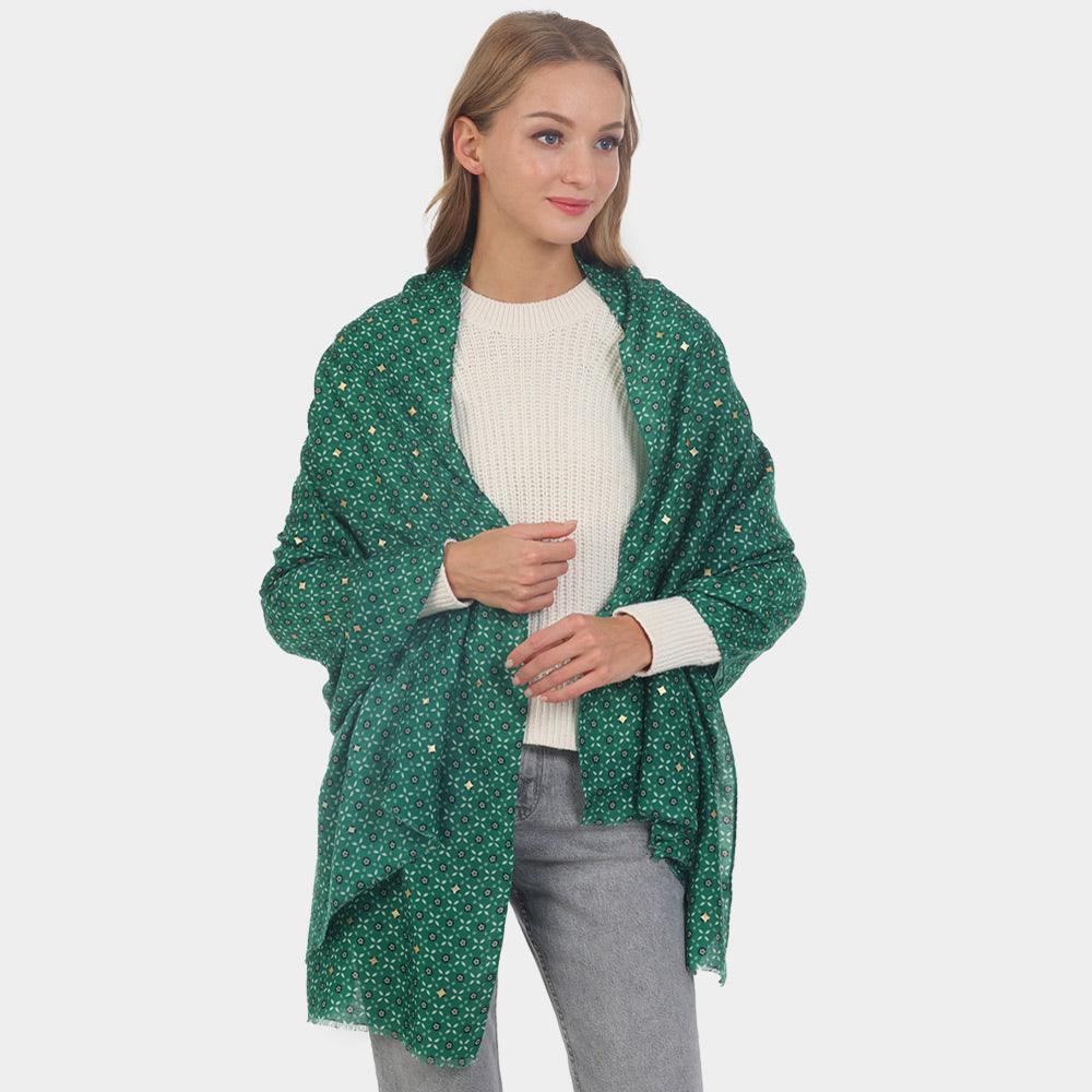 Green Patterned Oblong Scarf - Jewelry Store by Erik Rayo