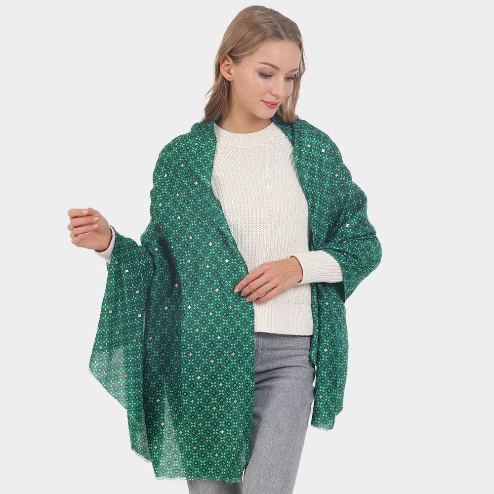 Green Patterned Oblong Scarf - Jewelry Store by Erik Rayo