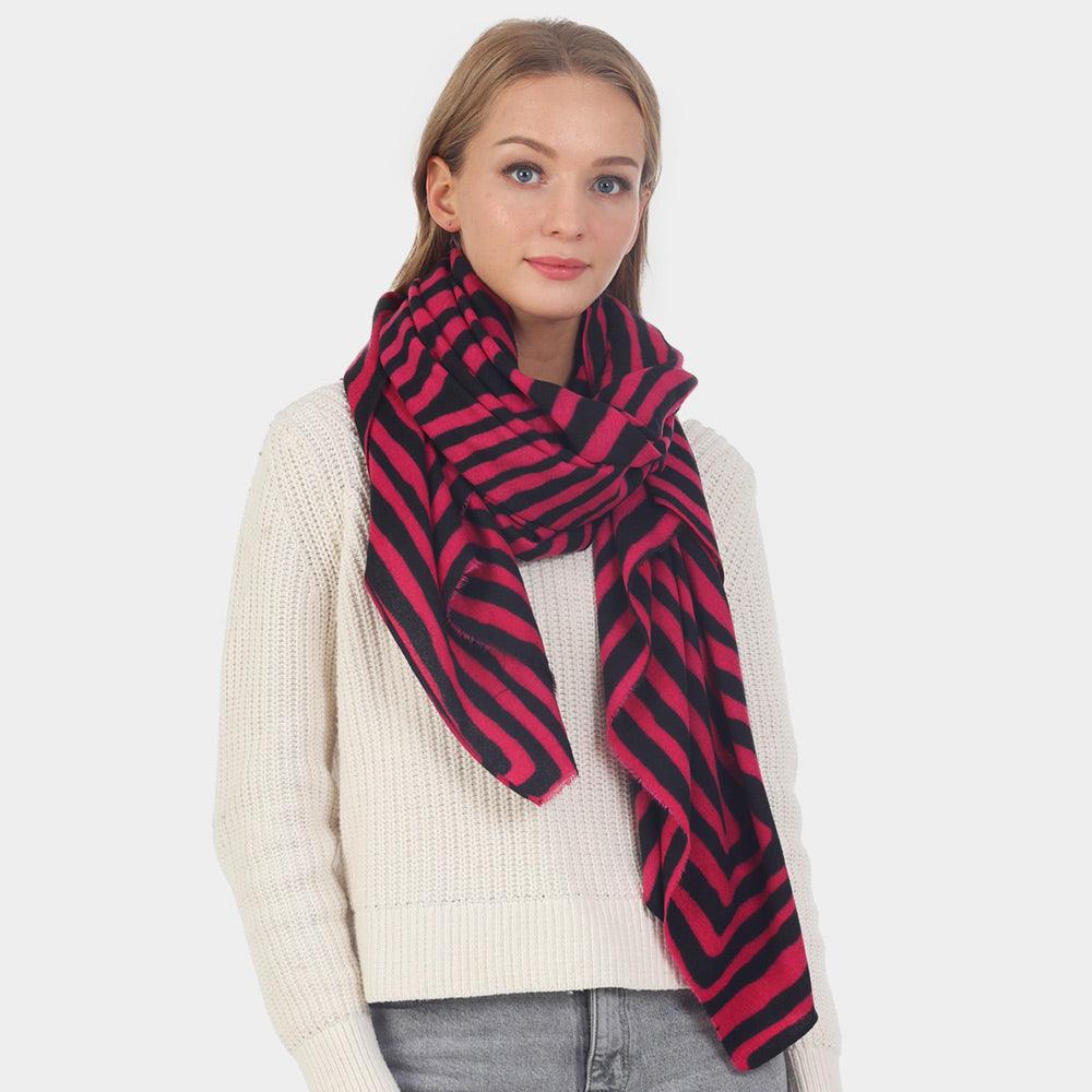 Pink Abstract Lined Oblong Scarf