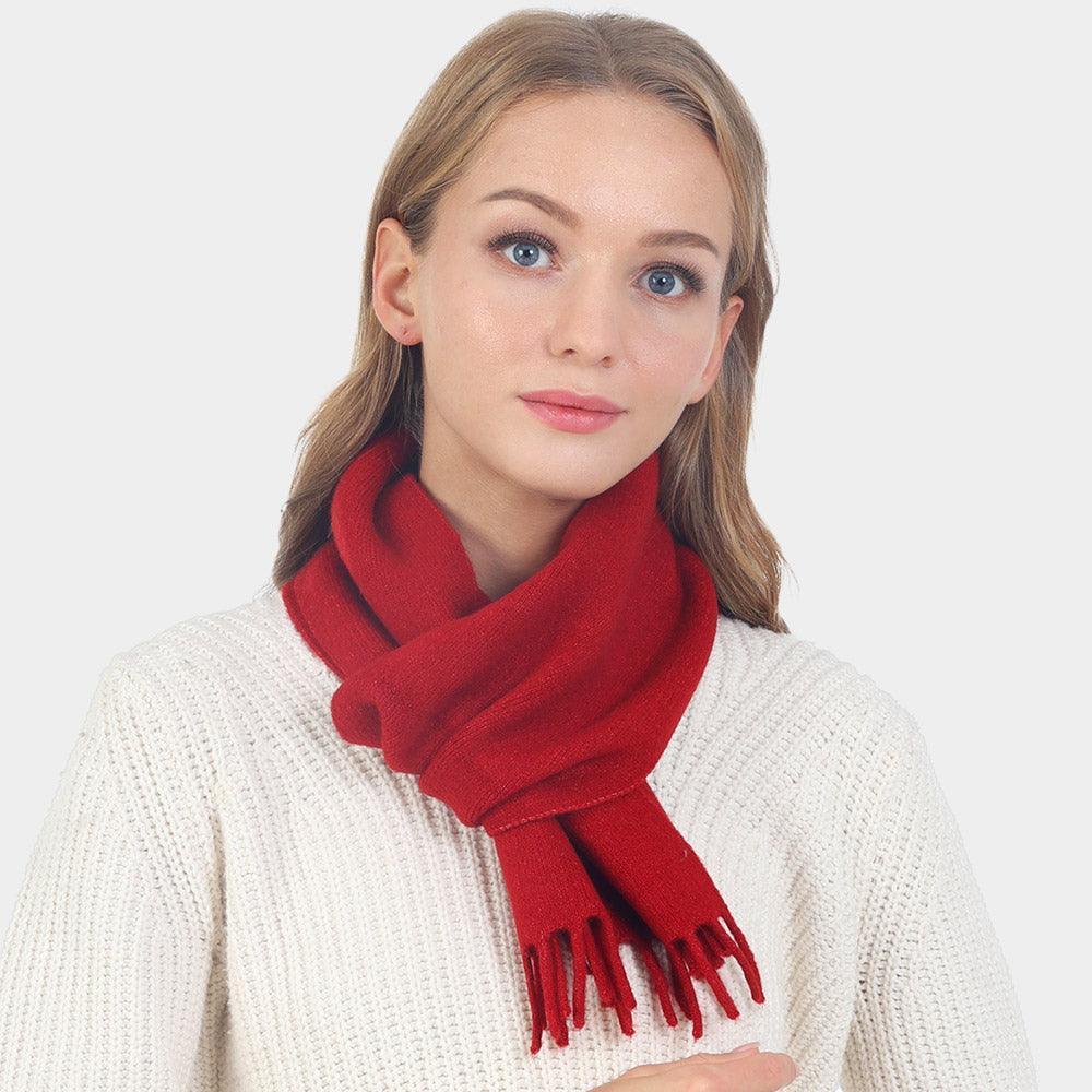 Red Solid Fringe Oblong Scarf - Jewelry Store by Erik Rayo