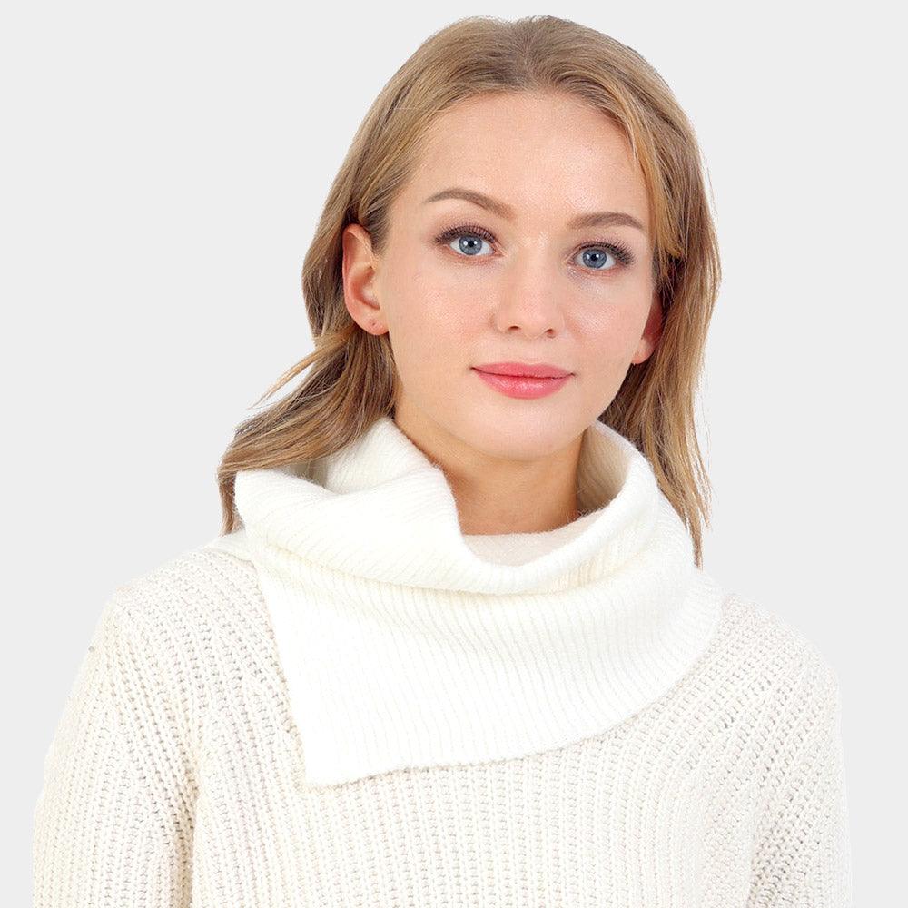 Ivory Solid Knit Snood Scarf