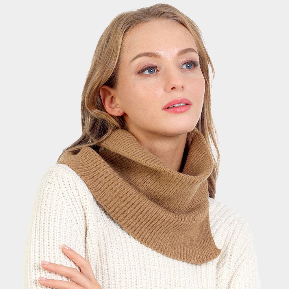 Taupe Solid Knit Snood Scarf