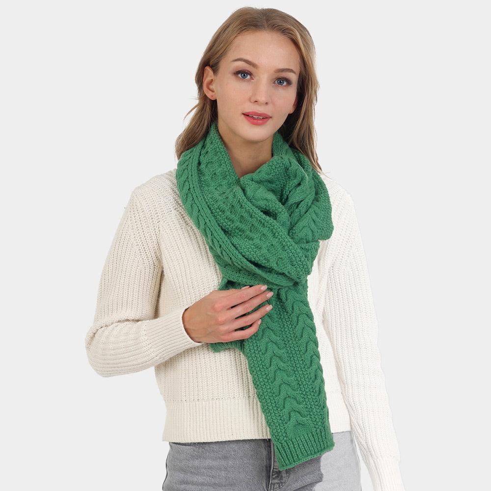 Green Cable Knit Oblong Scarf - Jewelry Store by Erik Rayo