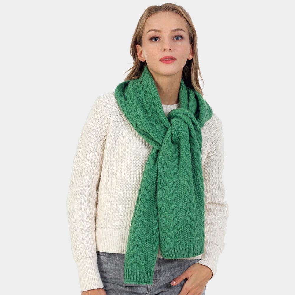Green Cable Knit Oblong Scarf - Jewelry Store by Erik Rayo