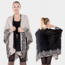 Load image into Gallery viewer, Black Open shawl scarf
