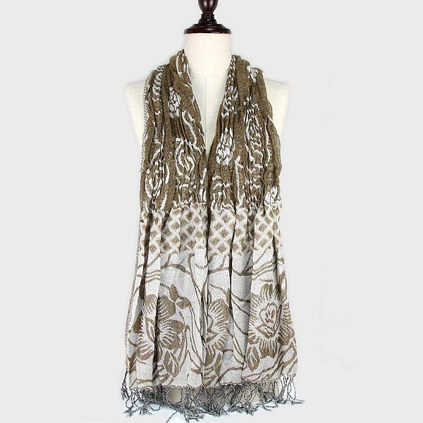 Flower Print Polyester Fringe Scarf - Jewelry Store by Erik Rayo