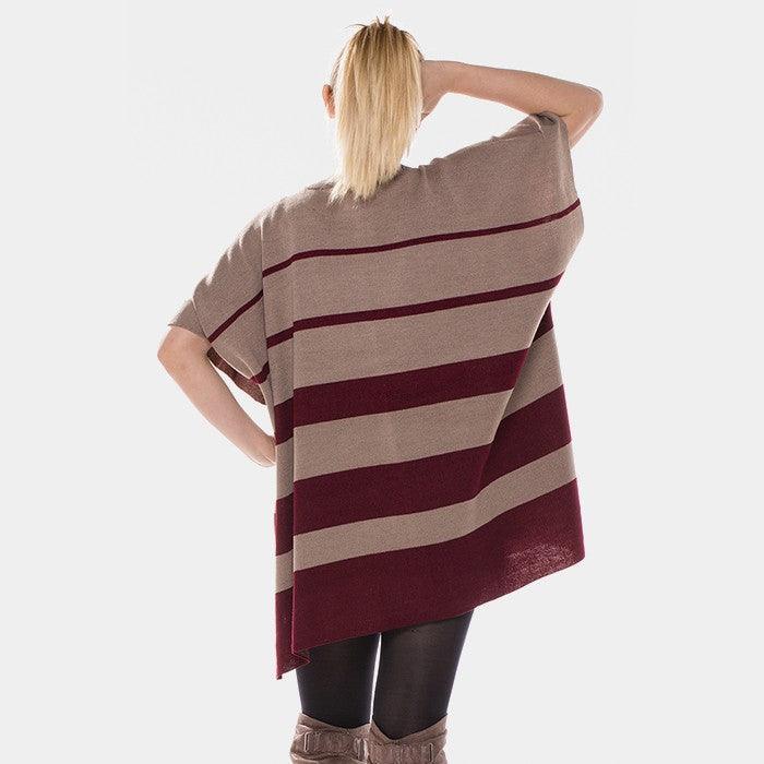 Khaki Stripe half sleeve poncho - Jewelry Store by Erik Rayo