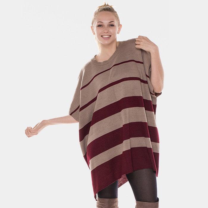 Khaki Stripe half sleeve poncho - Jewelry Store by Erik Rayo