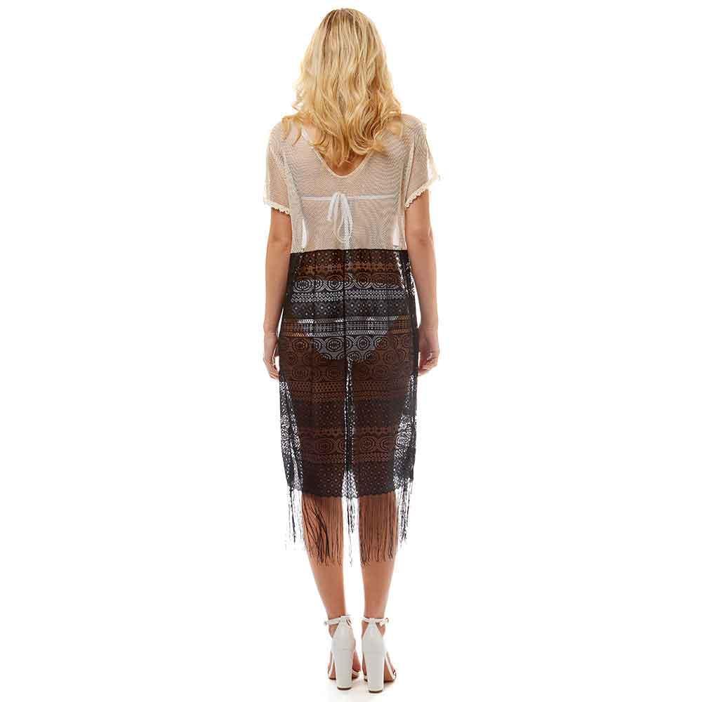 Gold Sheer Lace Fringe Cover up Long Top - Jewelry Store by Erik Rayo