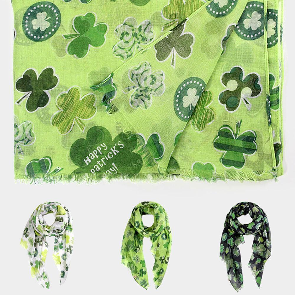 White Happy St. Patrick's day clover print oblong scarf - Jewelry Store by Erik Rayo