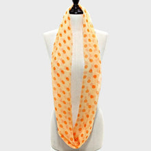 Load image into Gallery viewer, Orange Polka Dot Infinity Scarf
