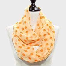 Load image into Gallery viewer, Orange Polka Dot Infinity Scarf
