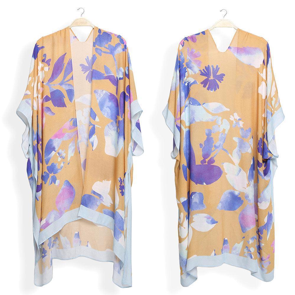 Mustard Leaves Print Kimono Poncho - Jewelry Store by Erik Rayo