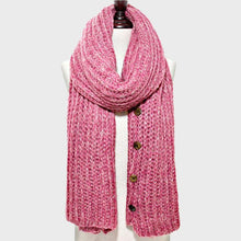 Load image into Gallery viewer, Pink Button up Cardigan Effect Knit Yarn Shawl Scarf
