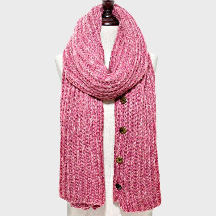 Pink Button up Cardigan Effect Knit Yarn Shawl Scarf