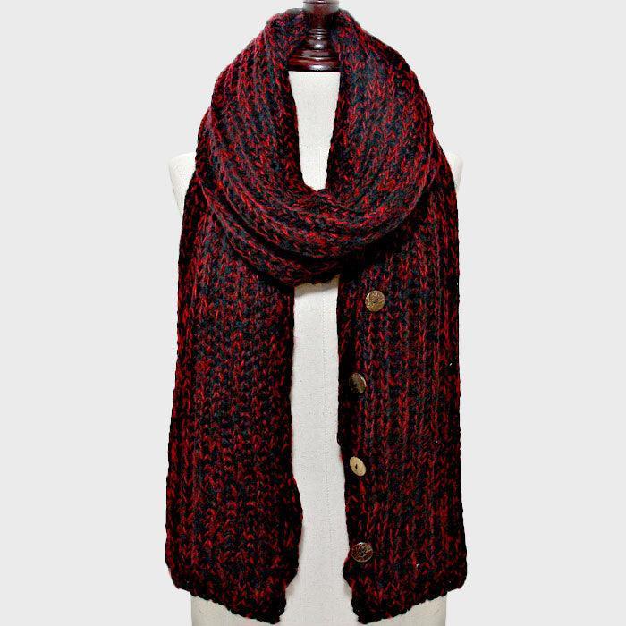 Red Button up Cardigan Effect Knit Yarn Shawl Scarf - Jewelry Store by Erik Rayo